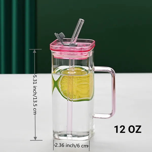 Green Glass Straw Cup