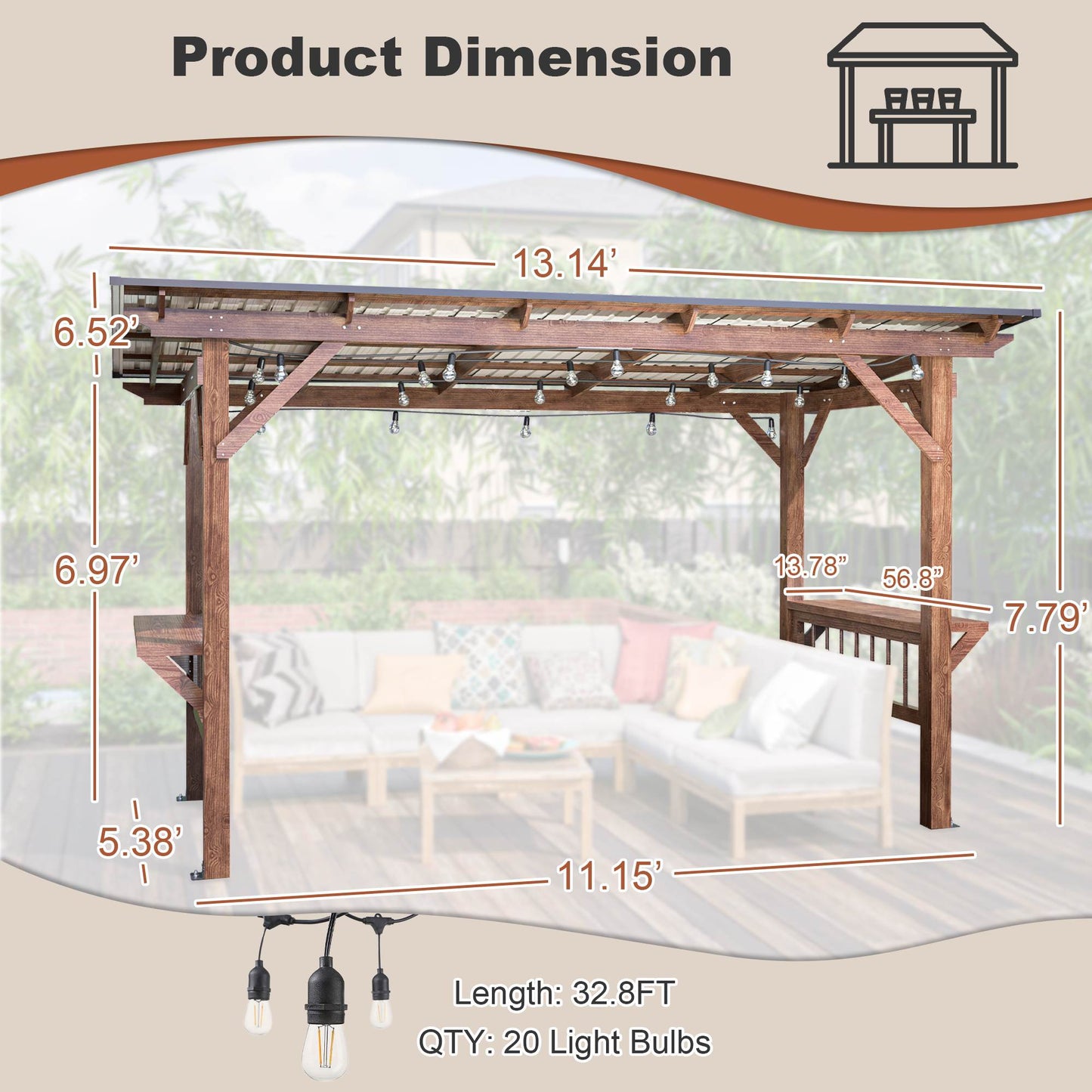 Wooden Pergola Grill Gazebo
