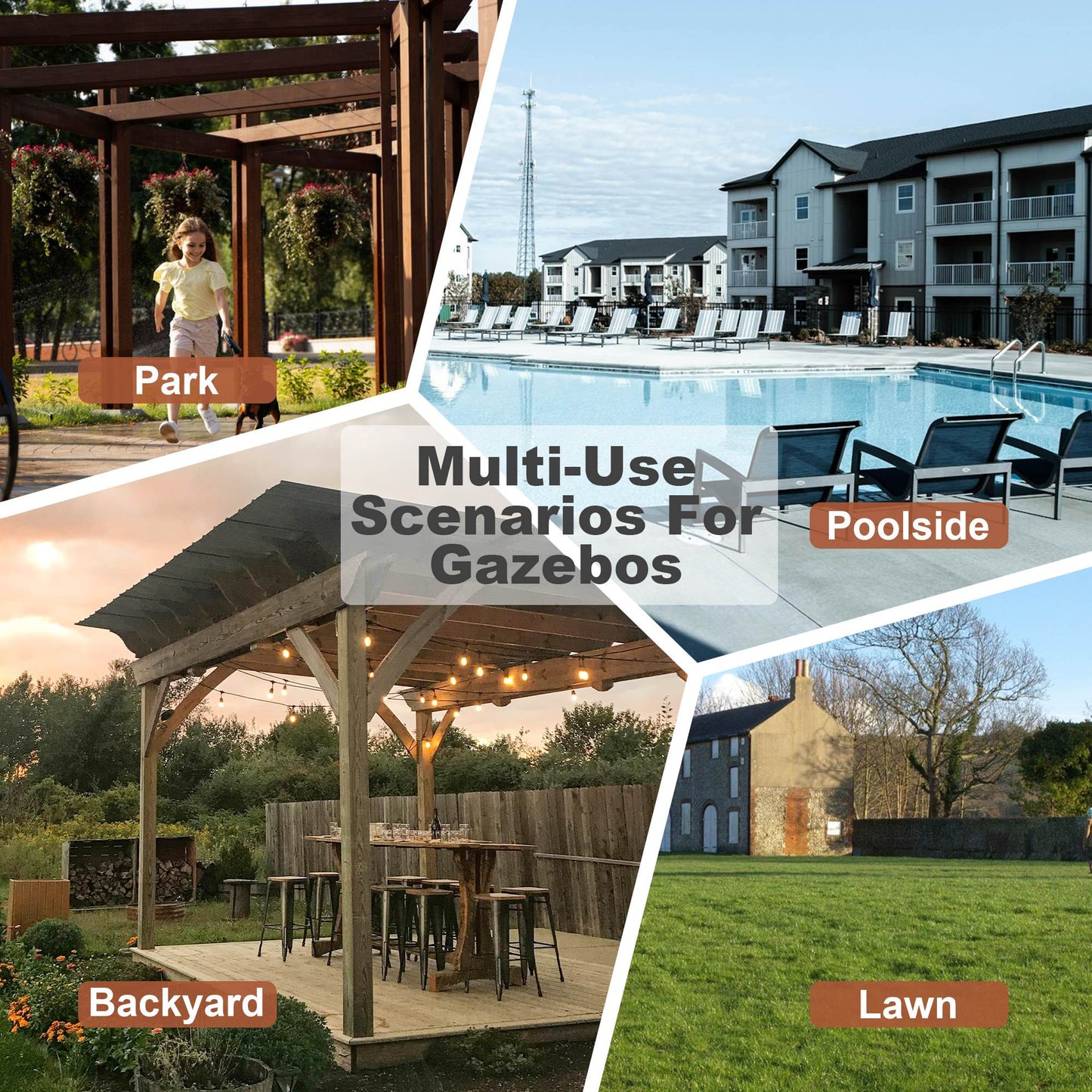 Wooden Pergola Grill Gazebo