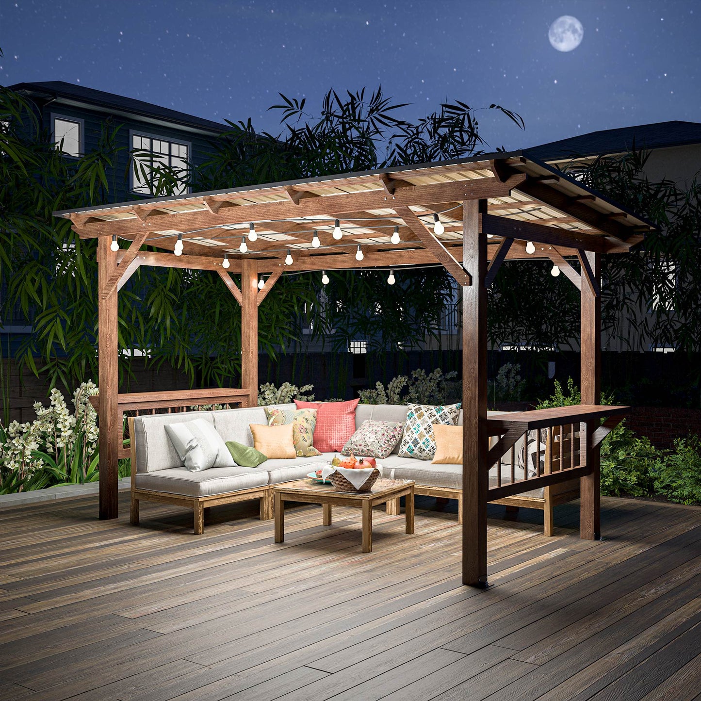 Wooden Pergola Grill Gazebo